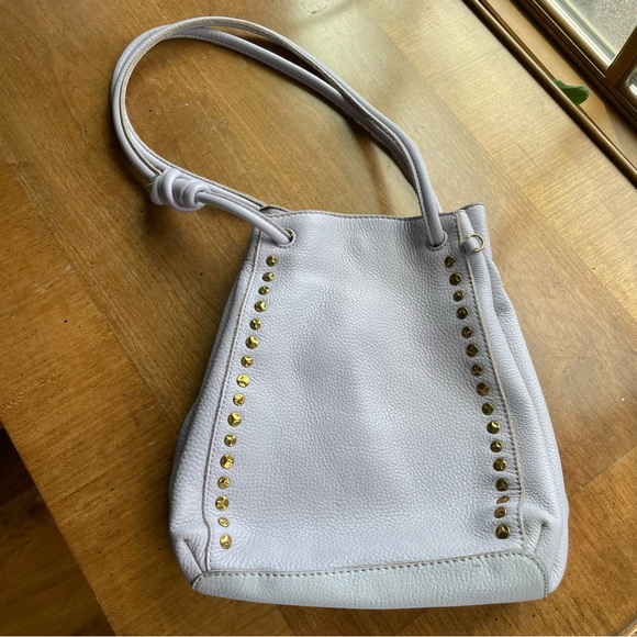 The Sak Pebble Leather Shoulder Bag with Gold Tone Stud Accents in Lavender - Picture 2 of 15